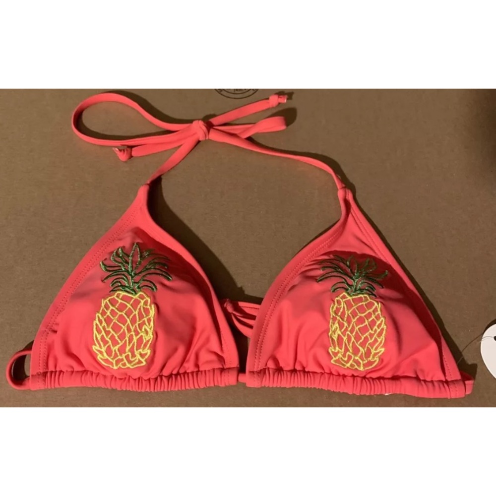Sugarcoast by Lolli Swim “Pineapple” Coral Orange Triangle Bikini Top SMALL